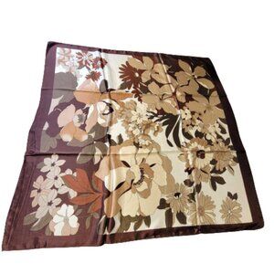 Dark Brown Floral Square Scarf  NEW